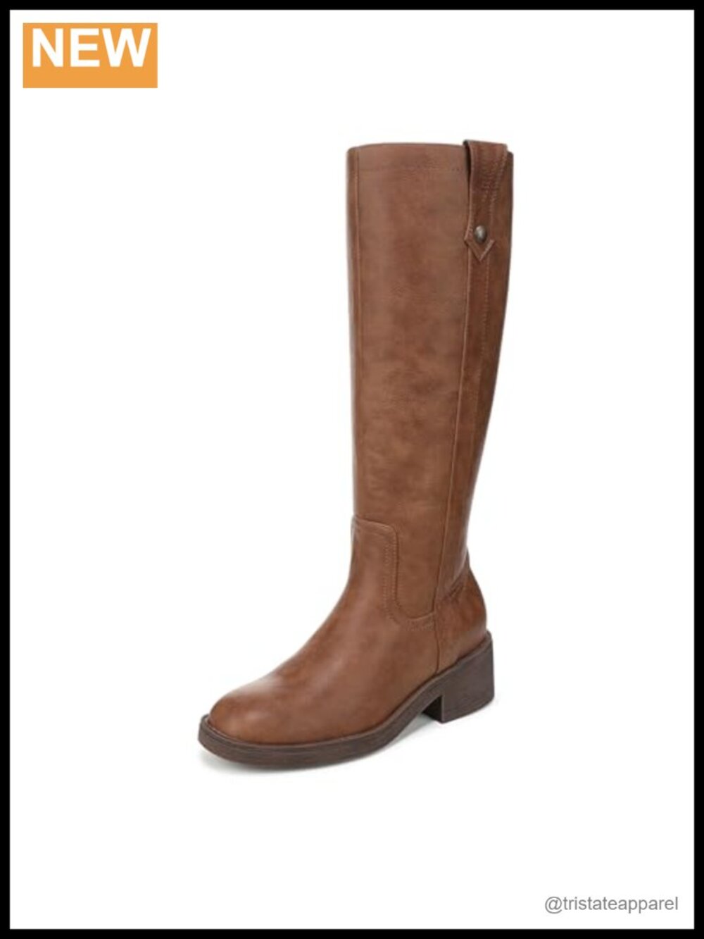 Vegan Faux Leather Knee High Boots - 2" Block Heel, Zip Closure